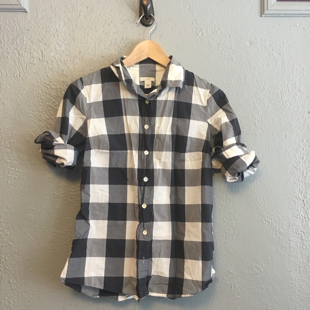 J.Crew Women's Buffalo Check Button Down Shirt